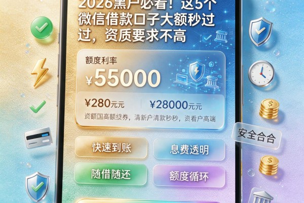 2026黑户必看!这5个微信借款口子大额秒过,资质要求不高
