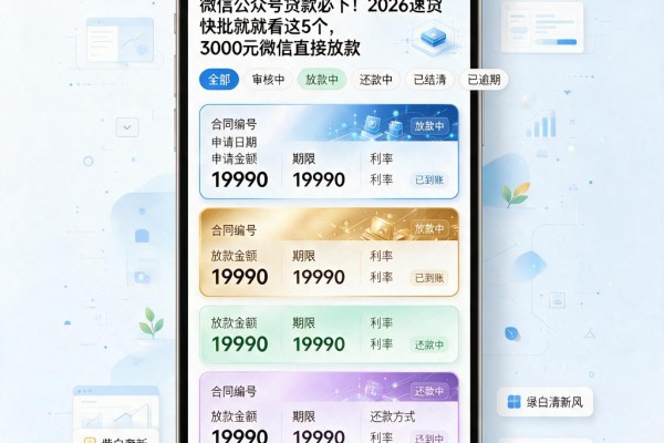 微信公众号贷款必下!2026速贷快批就看这5个,3000元微信直接放款
