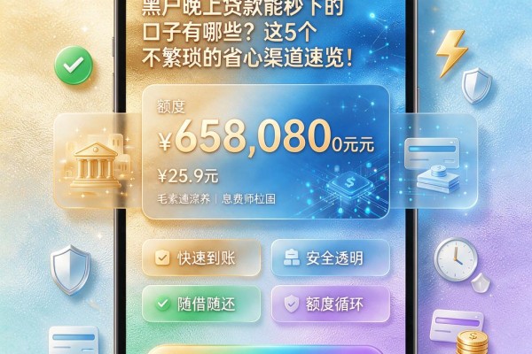 黑户晚上贷款能秒下的口子有哪些？这5个不繁琐的省心渠道速览！