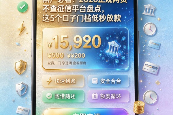 黑户必看！2026正规网贷不查征信平台盘点，这5个口子门槛低秒放款