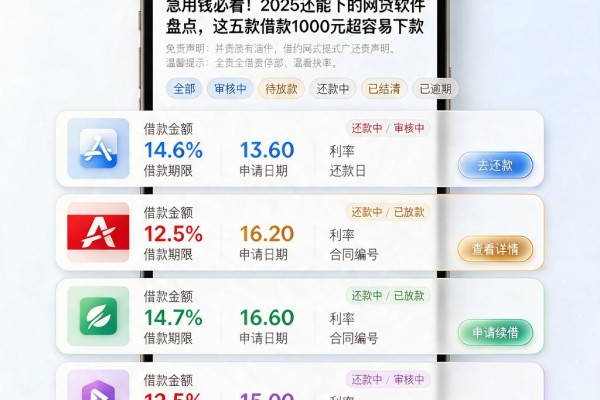 急用钱必看!2025还能下的网贷软件盘点,这五款借款1000元超容易下款