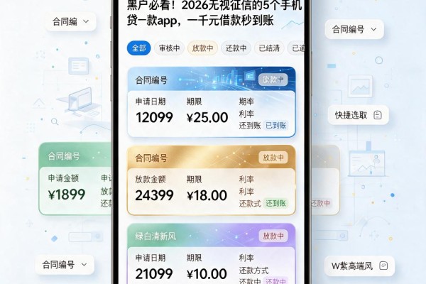 黑户必看!2026无视征信的5个手机贷款app,一千元借款秒到账