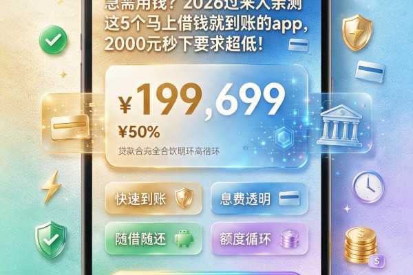 急需用钱？2026过来人亲测这5个马上借钱就到账的app，2000元秒下要求超低！