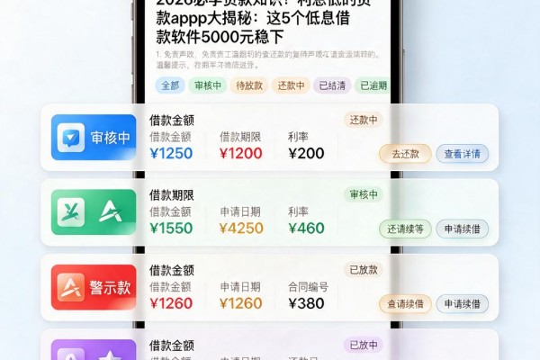 2026必学贷款知识！利息低的贷款app大揭秘：这5个低息借款软件5000元稳下