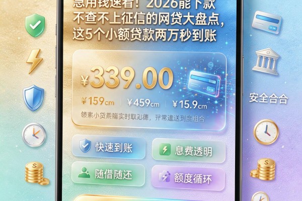 急用钱速看！2026能下款不查不上征信的网贷大盘点，这5个小额贷款两万秒到账