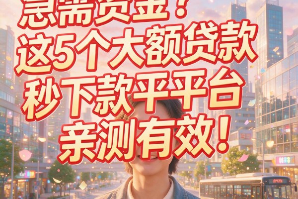 急需资金?这5个大额贷款秒下款平台亲测有效!