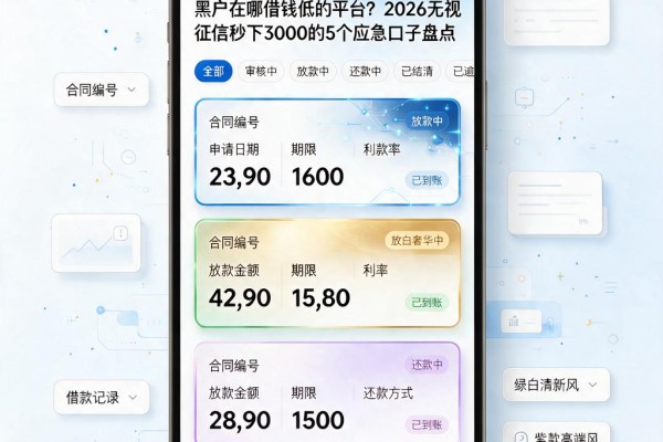 黑户在哪借钱低的平台?2026无视征信秒下3000的5个应急口子盘点