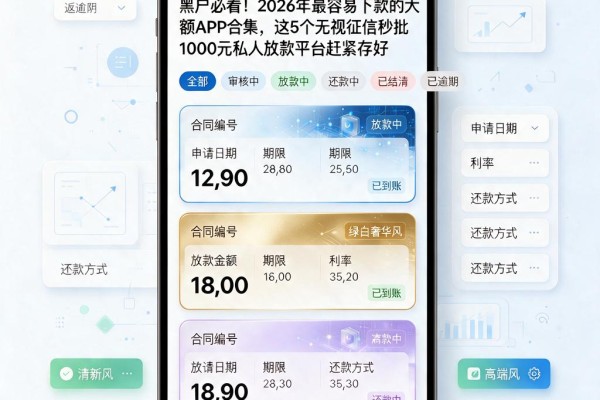黑户必看!2026年最容易下款的大额APP合集,这5个无视征信秒批1000元私人放款平台赶紧存好