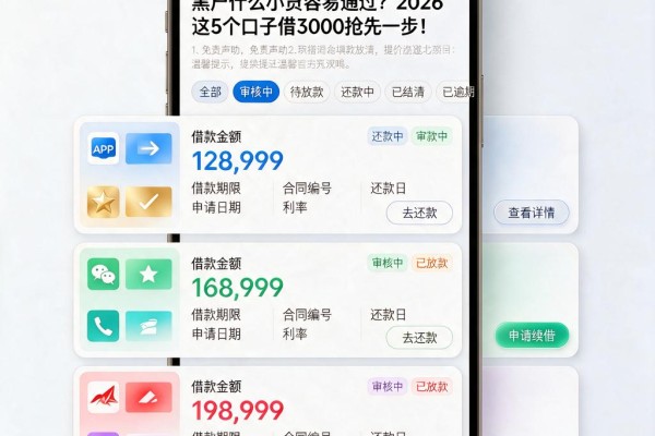 黑户什么小贷容易通过？2026这5个口子借3000抢先一步！