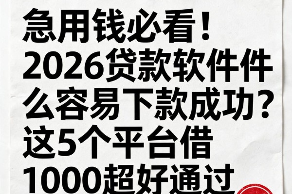 急用钱必看!2026贷款软件什么容易下款成功?这5个平台借1000超好通过