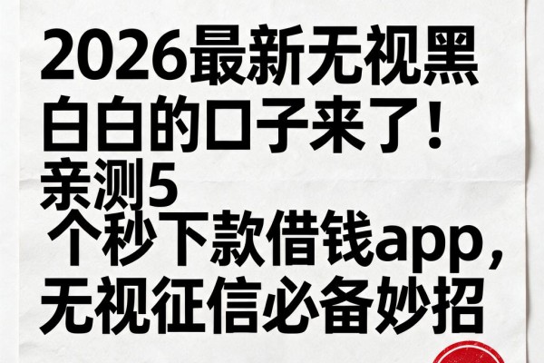 2026最新无视黑白的口子来了!亲测5个秒下款借钱App,无视征信必备妙招