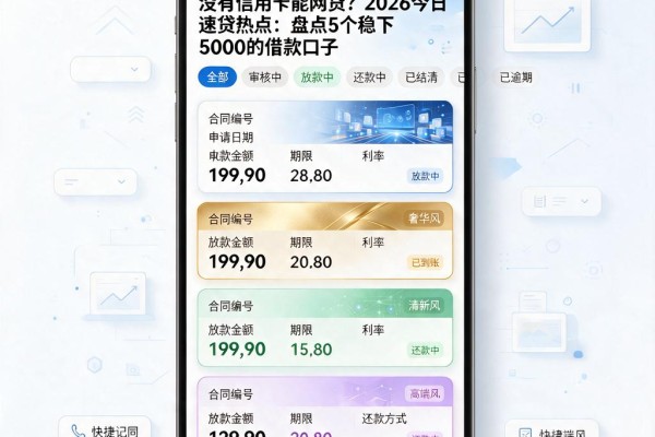 没有信用卡能网贷?2026今日速贷热点:盘点5个稳下5000的借款口子