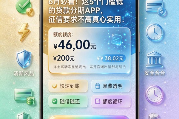 6月必看！这5个门槛低的贷款分期APP，征信要求不高真心实用