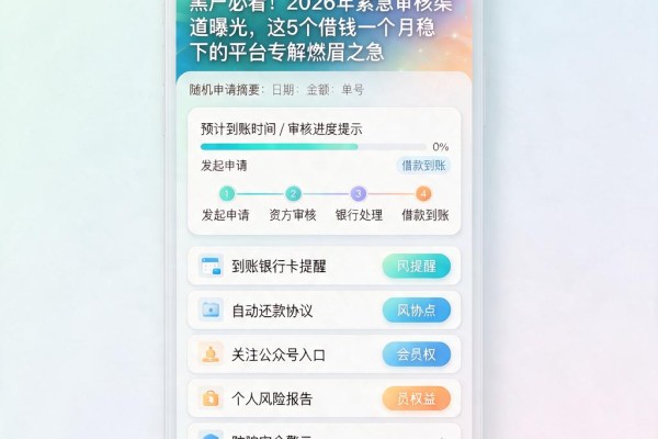黑户必看！2026年紧急审核渠道曝光，这5个借钱一个月稳下的平台专解燃眉之急