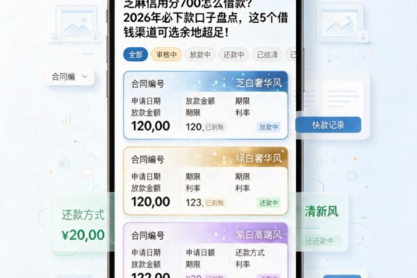 芝麻信用分700怎么借款？2026年必下款口子盘点，这5个借钱渠道可选余地超足！
