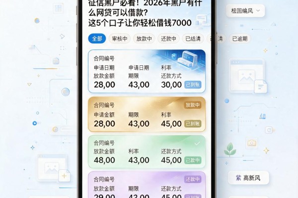 征信黑户必看！2026年黑户有什么网贷可以借款？这5个口子让你轻松借钱7000