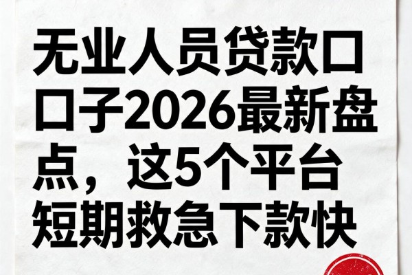 无业人员贷款口子2026最新盘点,这5个平台短期救急下款快