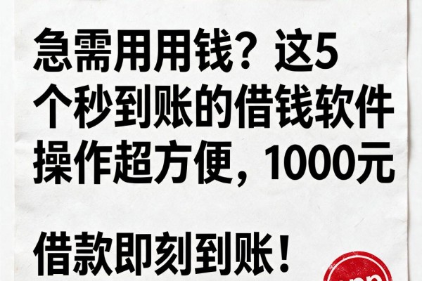 急需用钱?这5个秒到账的借钱软件操作超方便,1000元借款即刻到账!