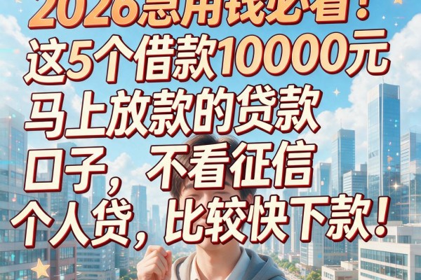 2026急用钱必看!这5个借款10000元马上放款的贷款口子,不看征信个人贷,比较快下款!