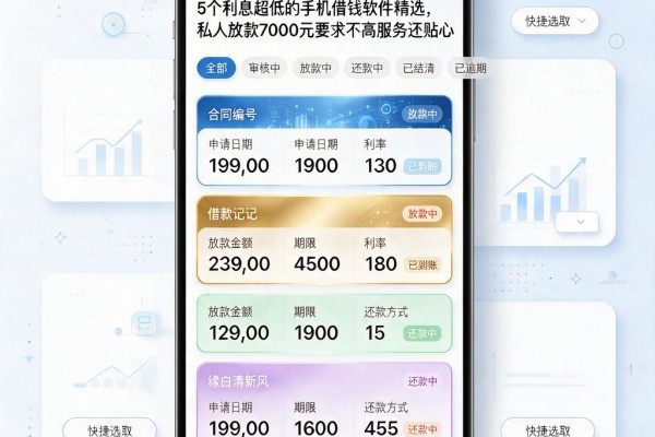5个利息超低的手机借钱软件精选,私人放款7000元要求不高服务还贴心