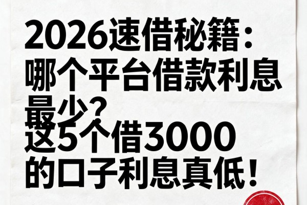 2026速借秘籍:哪个平台借款利息最少?这5个借3000的口子利息真低!