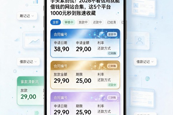 手头紧别慌!2026不看信用就能借钱的网站合集,这5个平台1000元秒到账速收藏