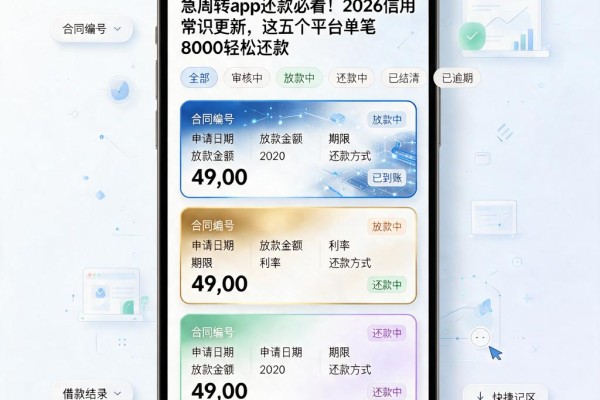 急周转app还款必看!2026信用常识更新,这五个平台单笔8000轻松还款