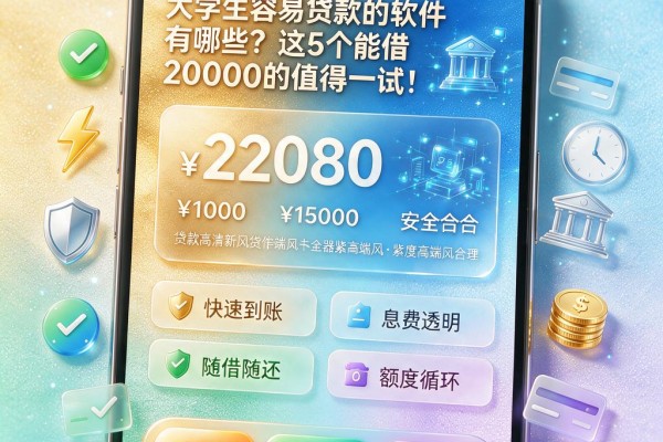 大学生容易贷款的软件有哪些?这5个能借20000的值得一试