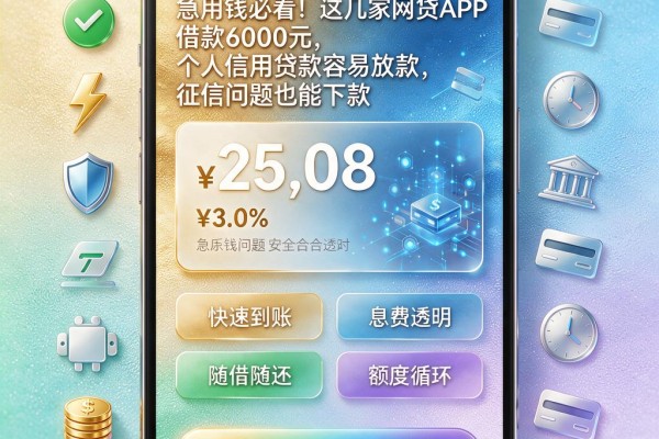 急用钱必看！这几家网贷APP借款6000元，个人信用贷款容易放款，征信问题也能下款