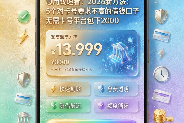 急用钱速看！2026新方法：5个对卡号要求不高的借钱口子，无需卡号平台包下2000