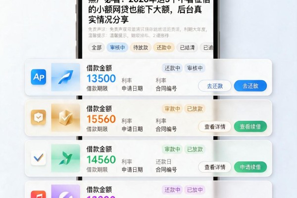 黑户必看!2026年这5个不看征信的小额网贷也能下大额,后台真实情况分享