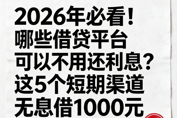 2026年必看!哪些借贷平台可以不用还利息?这5个短期渠道无息借1000元