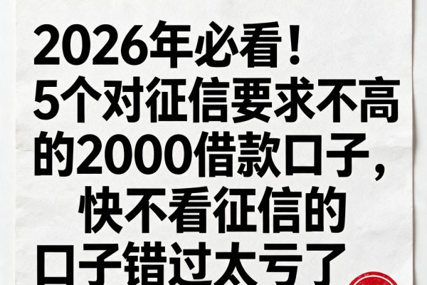2026年必看!5个对征信要求不高的2000借款口子,下款快不看征信的口子错过太亏了