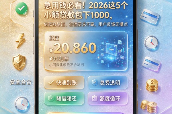 急用钱必看!2026这5个小额贷款包下1000,借款容易过、征信要求不高,用户反馈无槽点