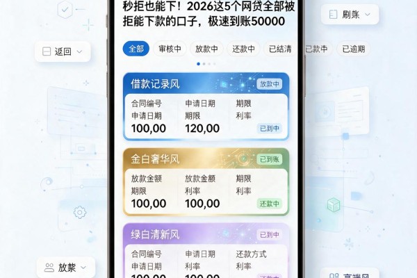 秒拒也能下!2026这5个网贷全部被拒能下款的口子,极速到账50000