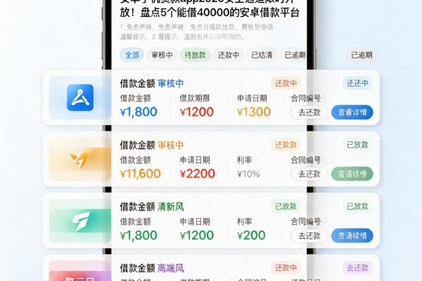 安卓手机贷款app2026安全通道限时开放！盘点5个能借40000的安卓借款平台