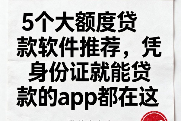 5个大额度贷款软件推荐,凭身份证就能贷款的app都在这
