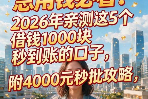 急用钱必看！2026年亲测这5个借钱1000块秒到账的口子，附4000元秒批攻略