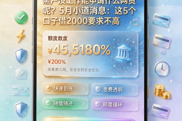 黑户没工作能申请什么网贷呢?5月小道消息:这5个口子借2000要求不高
