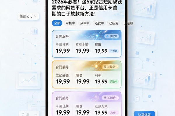 2026年必看！这5家贴合短期缺钱需求的网贷平台，正是信用卡逾期的口子放款新方法！