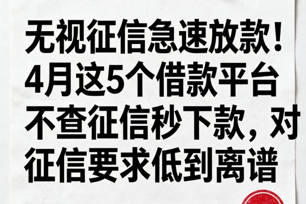 无视征信急速放款!4月这5个借款平台不查征信秒下款,对征信要求低到离谱
