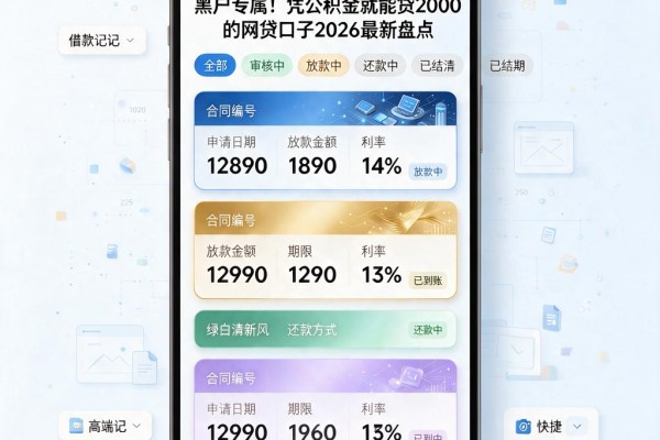 黑户专属!凭公积金就能贷2000的网贷口子2026最新盘点