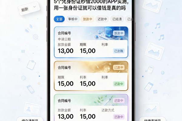 5个凭身份证秒借2000的APP实测,用一张身份证就可以借钱是真的吗