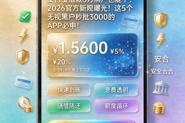 支付宝借款5万黑户也能下？2026官方新规曝光！这5个无视黑户秒批3000的APP必申！