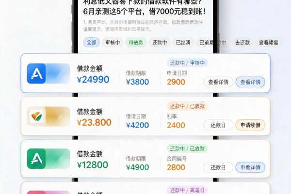 利息低又容易下款的借款软件有哪些？6月亲测这5个平台，借7000元稳到账！