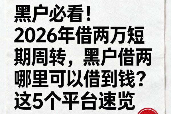 黑户必看!2026年借两万短期周转,黑户借两万哪里可以借到钱?这5个平台速览