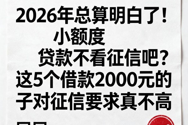 2026年总算明白了!小额度贷款不看征信吧?这5个借款2000元的口子对征信要求真不高