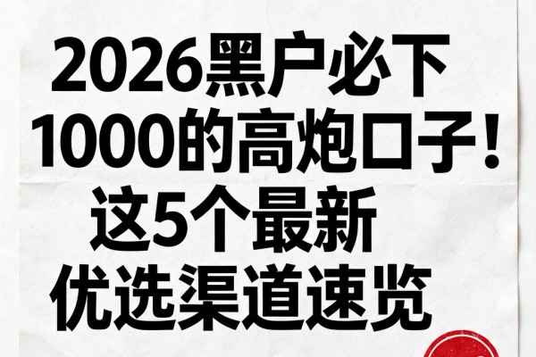 2026黑户必下1000的高炮口子!这5个最新优选渠道速览