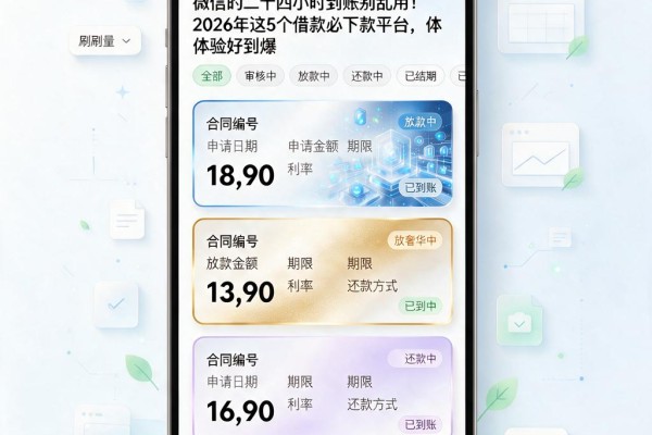微信的二十四小时到账别乱用！2026年这5个借款必下款平台，体验好到爆