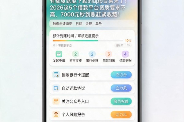 有额度就能下款的app合集来了!2026这5个借款平台资质要求不高,7000元秒到账赶紧收藏